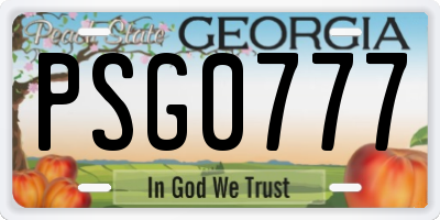 GA license plate PSG0777
