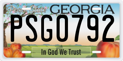 GA license plate PSG0792