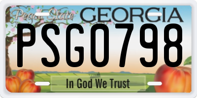 GA license plate PSG0798