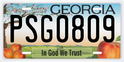 GA license plate PSG0809