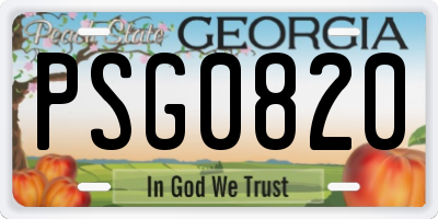 GA license plate PSG0820