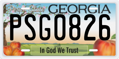GA license plate PSG0826