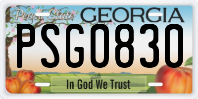 GA license plate PSG0830
