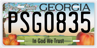 GA license plate PSG0835