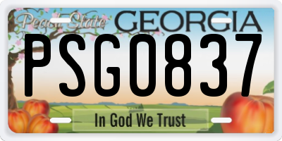 GA license plate PSG0837