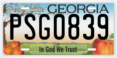 GA license plate PSG0839