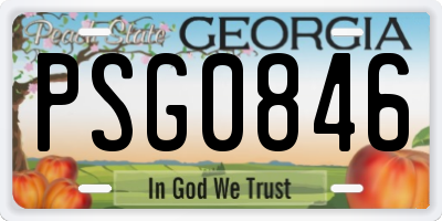 GA license plate PSG0846