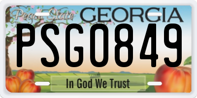 GA license plate PSG0849