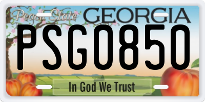 GA license plate PSG0850