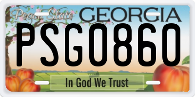 GA license plate PSG0860