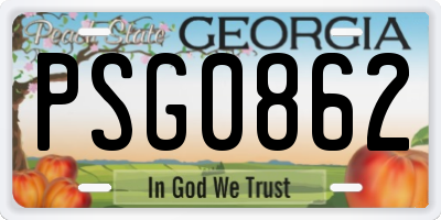 GA license plate PSG0862