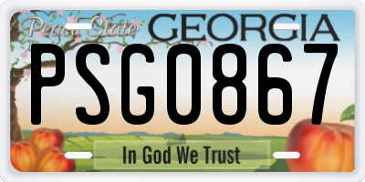 GA license plate PSG0867