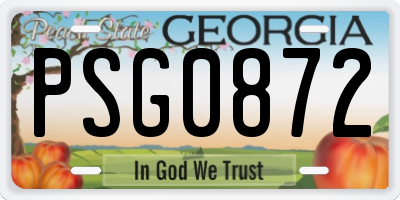 GA license plate PSG0872