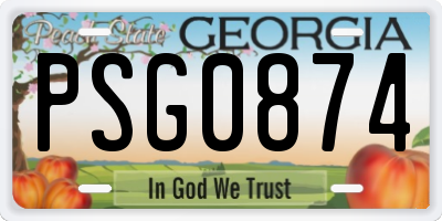 GA license plate PSG0874