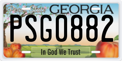 GA license plate PSG0882