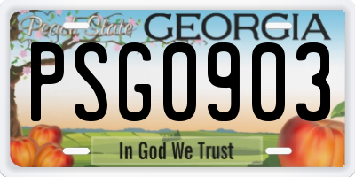 GA license plate PSG0903