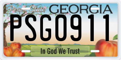 GA license plate PSG0911