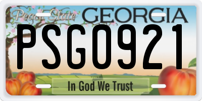 GA license plate PSG0921