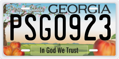 GA license plate PSG0923