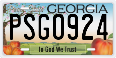GA license plate PSG0924