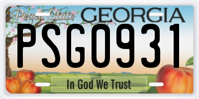 GA license plate PSG0931