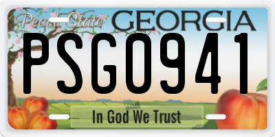 GA license plate PSG0941