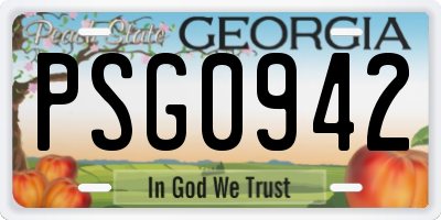GA license plate PSG0942
