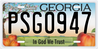 GA license plate PSG0947