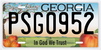 GA license plate PSG0952