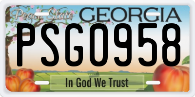 GA license plate PSG0958
