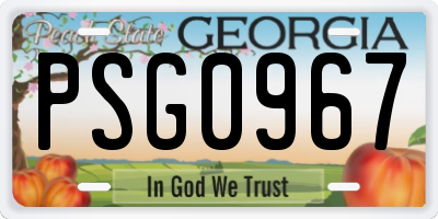 GA license plate PSG0967