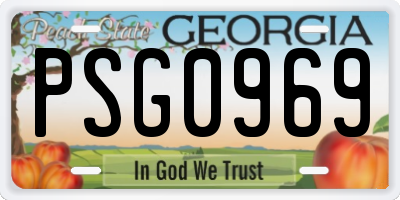 GA license plate PSG0969