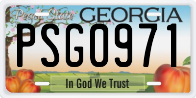 GA license plate PSG0971