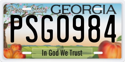 GA license plate PSG0984