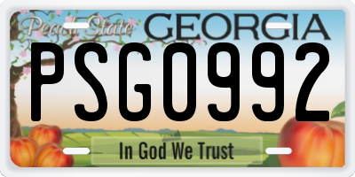 GA license plate PSG0992