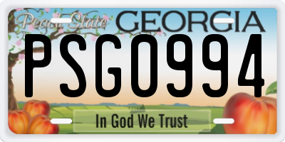 GA license plate PSG0994