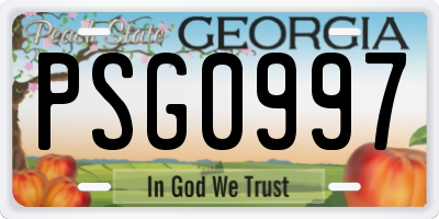 GA license plate PSG0997