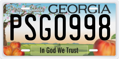 GA license plate PSG0998