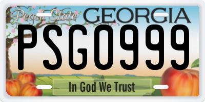 GA license plate PSG0999