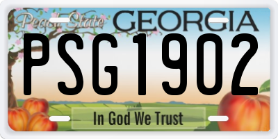 GA license plate PSG1902
