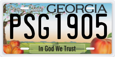 GA license plate PSG1905