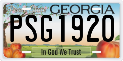 GA license plate PSG1920