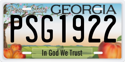 GA license plate PSG1922