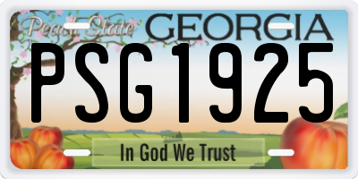 GA license plate PSG1925