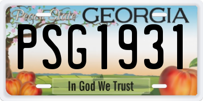 GA license plate PSG1931