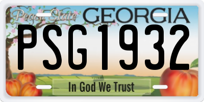 GA license plate PSG1932