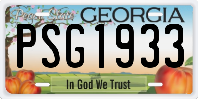 GA license plate PSG1933
