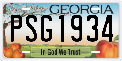 GA license plate PSG1934
