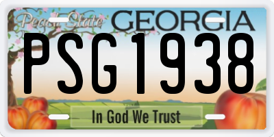 GA license plate PSG1938