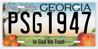 GA license plate PSG1947
